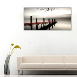 Deniz ve İskele Panoramik Kanvas Tablo - 