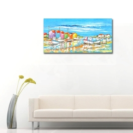 Deniz ve Manzara Yatay Panoramik Kanvas Tablo - 
