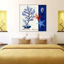 Deniz Yıldızı ve Bitkiler Kanvas Tablo - 