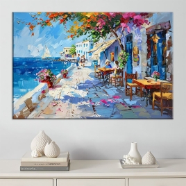 Denize Kenarı Tatil Kasabası Kanvas Tablo - 
