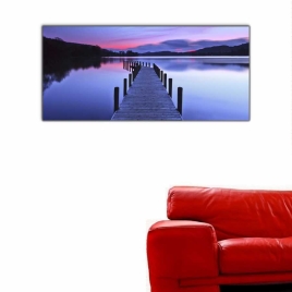 Durgun Göl ve İskele Panoramik Kanvas Tablo - 