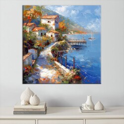 Ege'de Bir Kasaba Kanvas Tablo - 