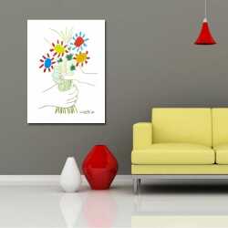 Elden Ele Çiçek Kanvas Tablo - 