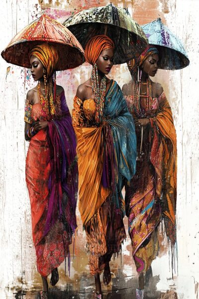 Ethnic Africian Three Womens Kanvas Tablo - 2