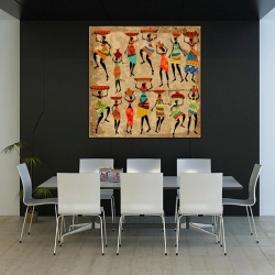 Etnik Afrikalı Kadınlar Kare Kanvas Tablo - 