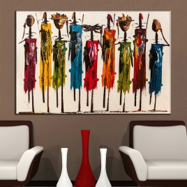 Etnik Afrikalı Kadınlar Yağlı Boya Kanvas Tablo - 