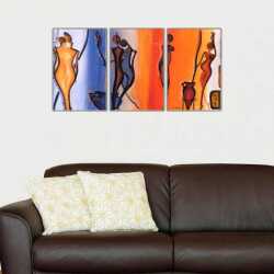 Etnik Kadın Figürleri Parçalı Kanvas Tablo - 