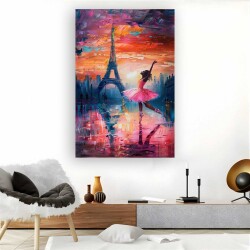 Eyfel Kulesi ve Balerin Kanvas Tablo - 