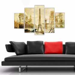 Eyfel Kulesi ve Tarihi Yapıtlar Kanvas Tablo - 
