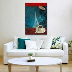 Eyfel Kulesinde Kahve Keyfi Kanvas Tablo - 