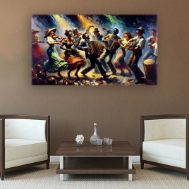 Flamenko Sokak Müzisyenleri ve Dansçılar Kanvas Tablo - 