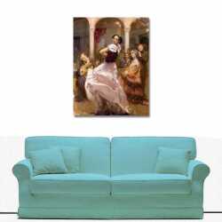 Flamenko Yapan Kadın Kanvas Tablo - 