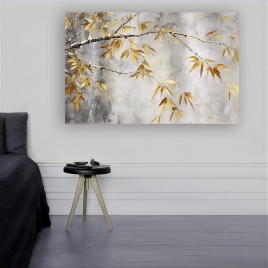 Floral Kış Mevsiminde Sararan Yapraklar Kanvas Tablo - 