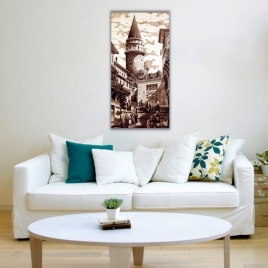 Galata Kulesi Dikey Panoramik Kanvas Tablo - 