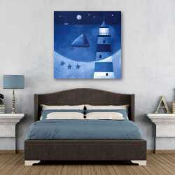 Gece ve Deniz Feneri Kanvas Tablo - 