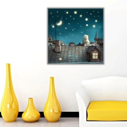 Gece ve Kedi Kanvas Tablo - 