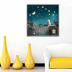 Gece ve Kediler Kanvas Tablo - 