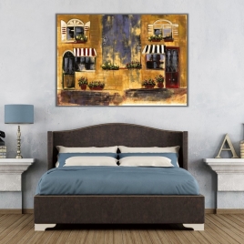 Gece ve Mahalle Görünümü Kanvas Tablo - 