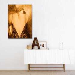 Gecelikli Kadın Nü Kanvas Tablo - 