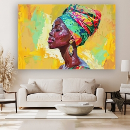 Geleneksel Kıyafetli Afrika Kadınları Kanvas Tablo - 