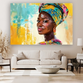 Geleneksel Kıyafetli Afrika Kadınları Kanvas Tablo 1 - 