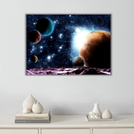 Gezegenler ve Galaksi Kanvas Tablo - 