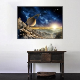 Gezegenler ve Uzay Kanvas Tablo - 