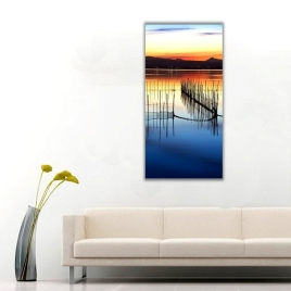 Göl ve Sazlıklar Dikey Panoramik Kanvas Tablo - 