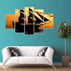 Gün Batımında Gemiler Kanvas Tablo - 