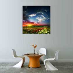 Gün Batımında Kır Çiçekleri Kanvas Tablo - 