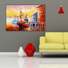 Gün Batımında Sandallar Tablosu - 