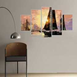 Gün Batımında Yelkenli Kanvas Tablo - 