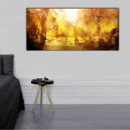 Gündoğumunda Orman Panoramik Kanvas Tablo - 