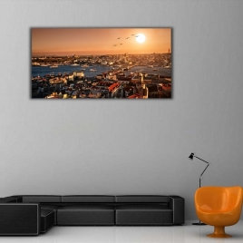Haliç ve Eminönü Manzarası Panoramik Kanvas Tablo - 