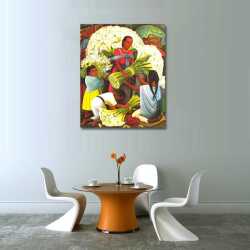 Hasat Yapan Çiftçi Aile ve Çocukları Kanvas Tablo - 