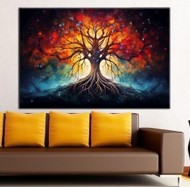 Hayat Ağacı Yağlı Boya Kanvas Tablo - 
