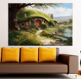 Hobbit Evleri ve Shire Kanvas Tablo - 