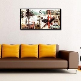 Holywood Retro Yatay Panoramik Kanvas Tablo - 