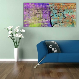 İkonik Renkler Panoramik Kanvas Tablo - 