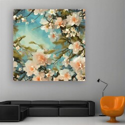 İlkbaharda Çiçek Açan Ağaç Kanvas Tablo - 