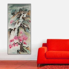 İlkbaharda Doğa Dikey Panoramik Kanvas Tablo - 