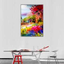 İlkbaharda Köy Manzarası Kanvas Tablo - 