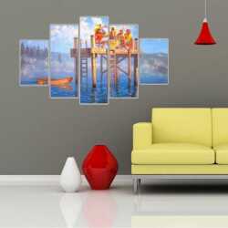 İskele Üzerindeki Çocuklar Kanvas Tablo - 