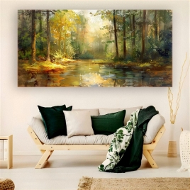 Leopar Sepya Kanvas Tablo - 