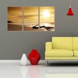 Issız Sahil Parçalı Kanvas Tablo - 