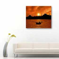 İstanbul'da Denizden Gün Batımı Tablo - 