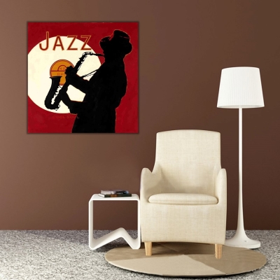 Jazz Müzik ve Saksafon Çalan Adam Kanvas Tablo