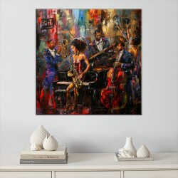 Jazz Night Music Clup Kanvas Tablo - 