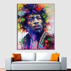 Jimi Hendrix Yağlı Boya Kanvas Tablo - 