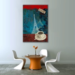 Kahve ve Eyfel Kulesi Dekoratif Kanvas Tablo - Thumbnail